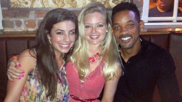 Cristie Schoen Codd, centre, was photographed with Will Smith on the set of the film Focus last month.