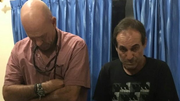 British man DM (left) and Australian GS arrested in Bali for allegedly possessing hashish.
