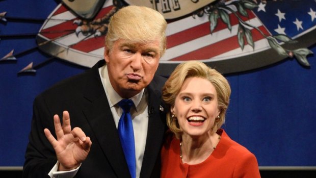 Alec Baldwin as Donald Trump, and Kate McKinnon as Hillary Clinton.