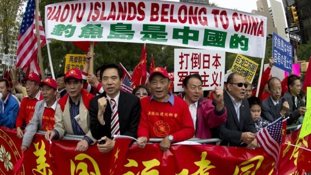 Former Chinese president Jiang Zemin at demonstration over Diaoyu/ Senkaku island between China and Japan.