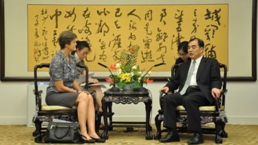 New Chinese special envoy on North Korea, Kong Xuanyou, right, meets with the UK ambassador to China, Barbara Woodward, left, last month.