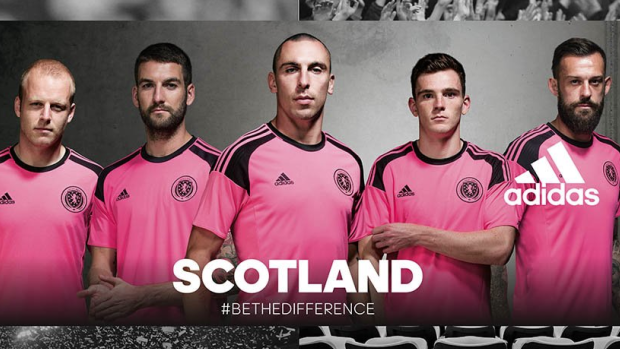 In the pink: The Scotland national football team's new away jersey.