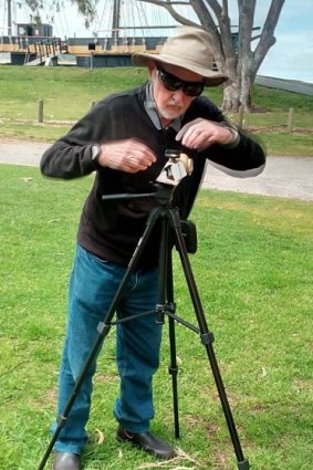 Colin uses a tripod to steady his 'SpudCam.'