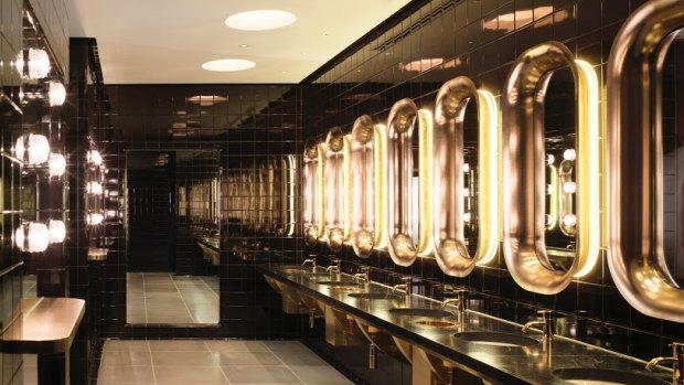 Ship shape: The restrooms at the Mondrian London would put the first-class cabins on any glamorous art deco ocean liner to shame.