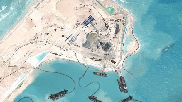 Extraordinary building works on Fiery Cross Reef in the Spratly Islands