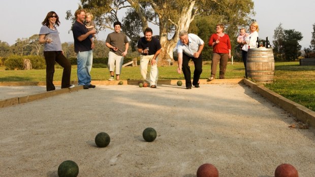 The Dal Zotto family playing bocce.