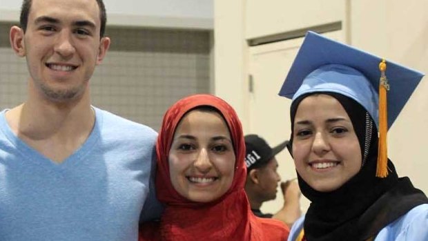 Shot dead: Dean Shaddy Barakat, 23, his wife Yusor Abu-Salha, 21, and her sister Razan Mohammad Abu-Salha, 19.