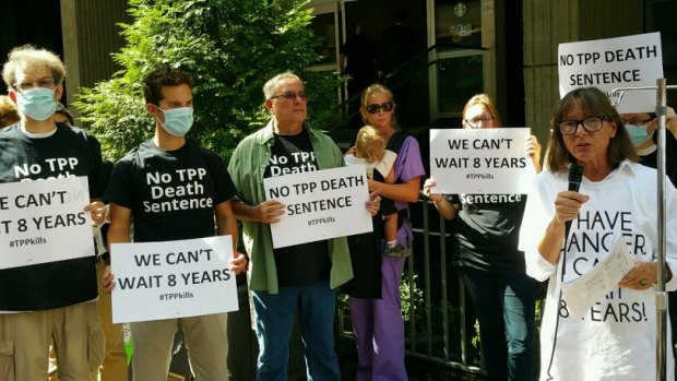 Protesters who were concerned about the TPP effect on health gather in Atlanta, Georgia.