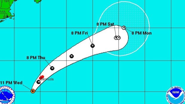 Five-day NOAA forecast for Hurricane Nicole.
