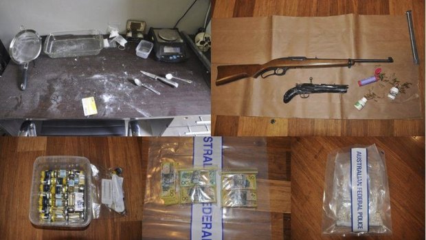 Drugs, cash and firearms seized from a home in Wanniassa.