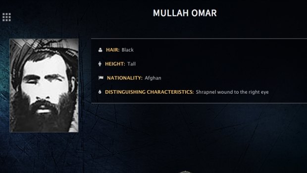 Mullah Omar is seen in a wanted poster issued by the FBI.