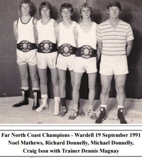 Craig Ison, second from right, as a boxing champion in 1991. 
