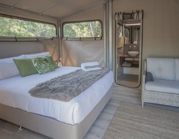 Holidaymakers can stay in 'eco-tents.'