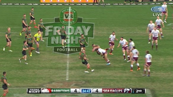 Cop that: Steve Matai meets Dave Tyrrell head on.