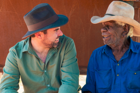 Northern Territory member for Gwoja Chansey Paech with Kalkaringi elder Jimmy Wavehill. 