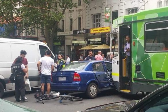 This car was hit on Elizabeth Street.