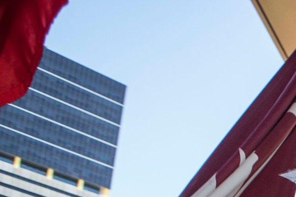 Michael Ravbar is carried into a Royal Commission into Unions hearing in Brisbane in 2014.