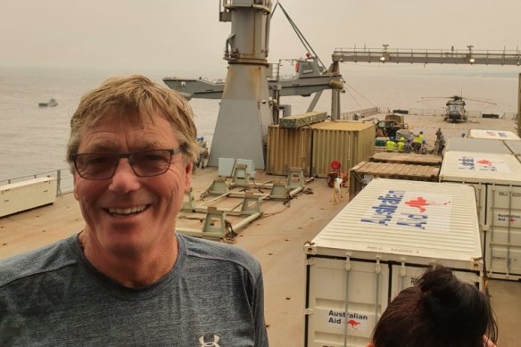 Dr Andrew Taylor aboard the HMAS Choules. 