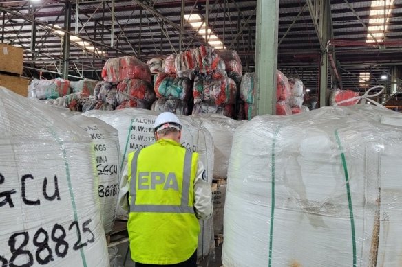 Stockpiles of soft plastic inside a Melbourne warehouse in December.