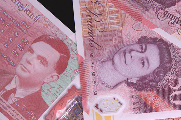 The new 50-pound notes featuring scientist Alan Turing.