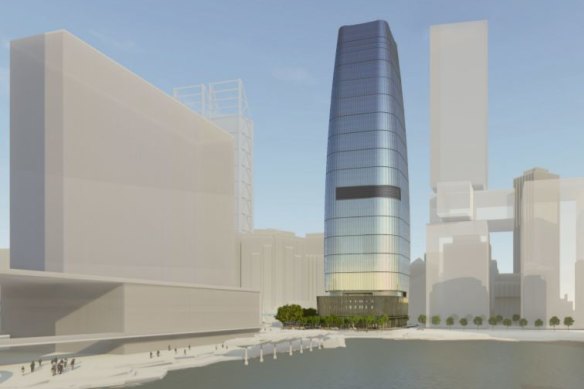 Artist’s impression of the proposed tower for Lot 4 on Elizabeth Quay. 