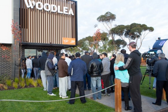 Queues in 2018 to inquire about buying land at Woodlea. 