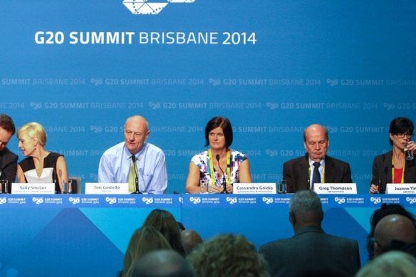 Members of the Civil Society, including Tim Costello, at the G20 Leaders Summit in Brisbane.