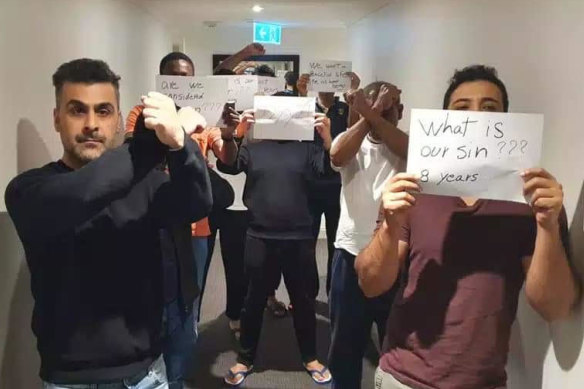 Refugees remain at the Park Hotel in Carlton after dozens of their friends were released on bridging visas.