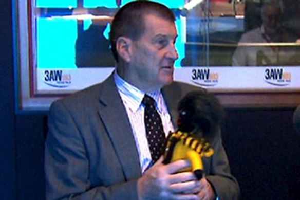 Jeff Kennett and his golliwog. 