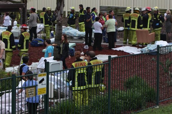 The scene at Quakers Hill Nursing Home on the morning of the fire which resulted in 11 deaths.
