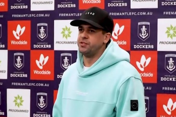 Dockers great Stephen Hill was visibly emotional as he delivered the news to his teammates.