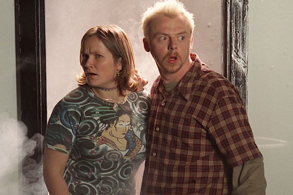 Jessica Hynes and Simon Pegg in Spaced. 