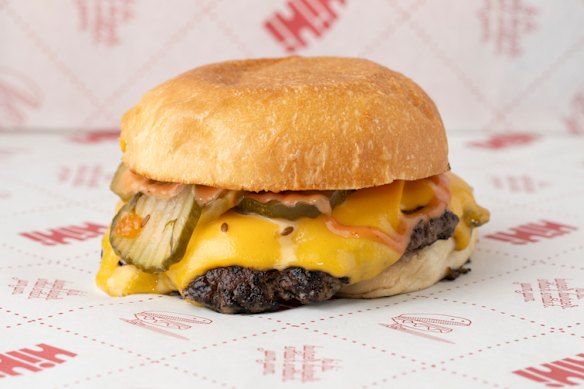 The staple beef burger at Hi Hi Burger.