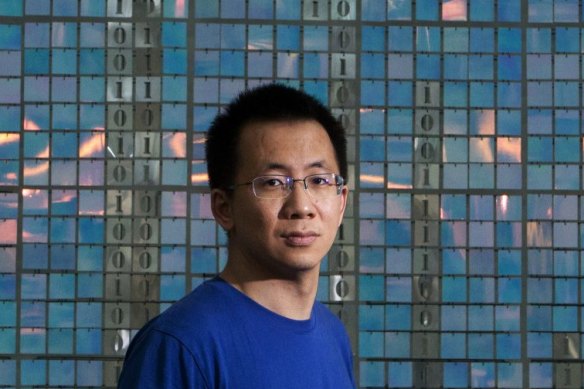 ByteDance founder Zhang Yiming at the company's headquarters in Beijing. 