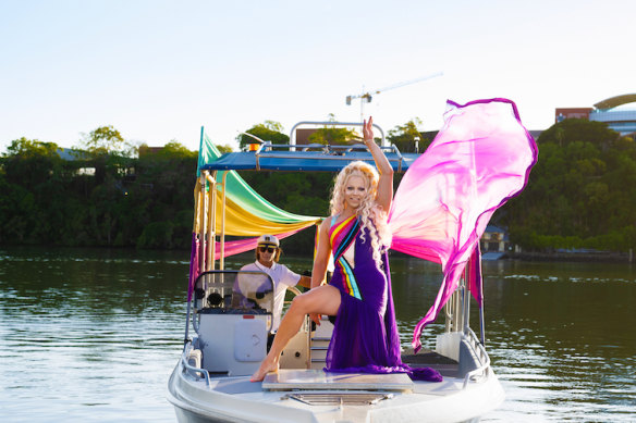 Celebrity Courtney Act will lead the River Pride Parade on the Brisbane River in November.