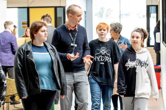 Students and staff at Hester Hornbrook Academy, which is struggling to convince many students to return to the classroom after lockdown.