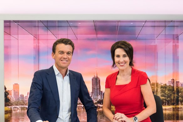 ABC News Breakfast, hosted by Michael Rowland and Virginia Trioli, celebrating its 10 years on air. 
