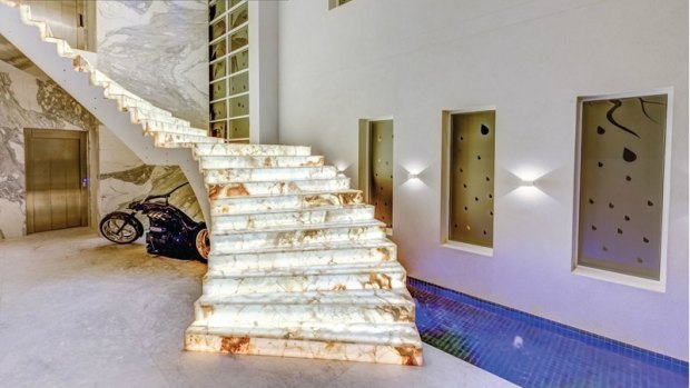 The staircase inside Mehajer's mansion in Lidcombe.
