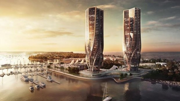 Sunland's The Mariner twin towers development proposal for the Southport Spit.