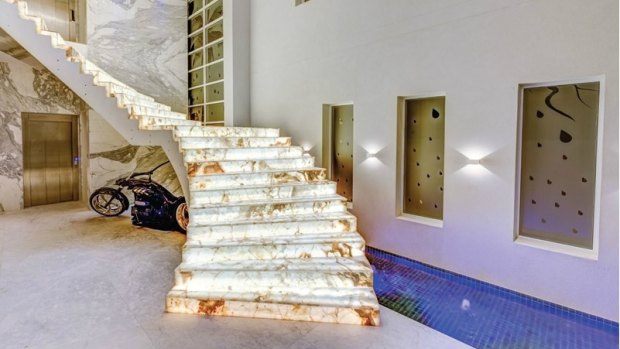The staircase inside Mehajer's mansion in Lidcombe.