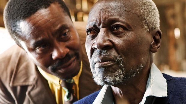 Vusi Kunene as Mr Kipruto and Oliver Litondo as Kimani N'gan'ga Maruge in National Geographic Films' <i>The First Grader</i>.