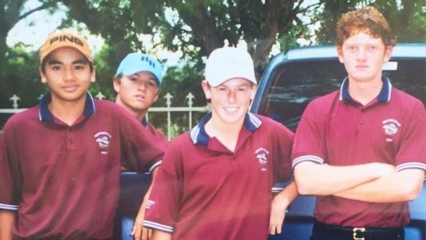 Jason Day, left, and Mat Rainsford, third from left, as schoolboys.
