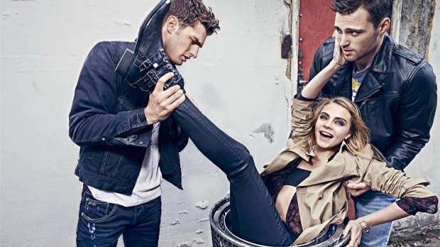 It is time to put your skinny jeans in the bin? Cara Delevingne in a recent ad campaign for Pepe Jeans.