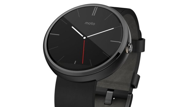 Motorola's Moto 360 smartwatch running Android Wear.