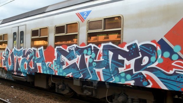 The pair and associates tagged trains at a host of locations including Bayswater, South Kengsington, Pakenham and a V/Line train at Traralgon.