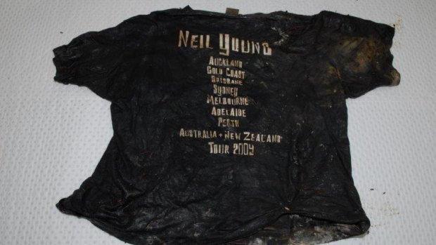 The Neil Young t-shirt found in the mine shaft.