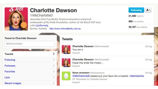 'You win:' After a spate of harassment in August 2012, Charlotte Dawson tweeted the above before taking a cocktail of prescription drugs and alcohol.