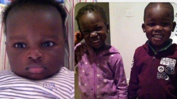 Bol, 1, left, Anger, 4, centre and her twin brother Madit, right. The picture was supplied by a relative of the children.
