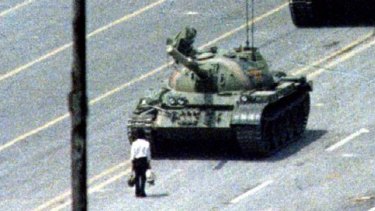 Iconic: A Beijing man, immortalised as the tank man who became the symbol of the Tiananmen Square massacre.