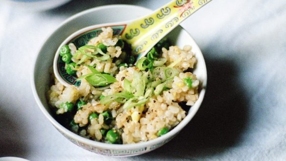 Vegetarian fried rice makes a quick and healthy supper.